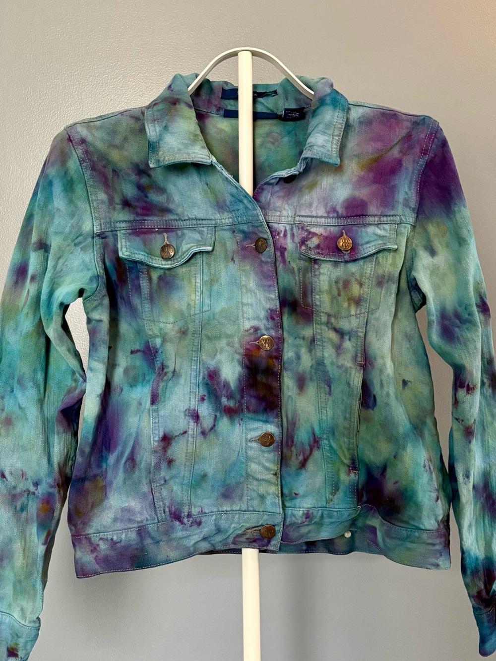 ✨ ONE-OF-A-KIND Upcycled Ice Dyed Denim Jacket